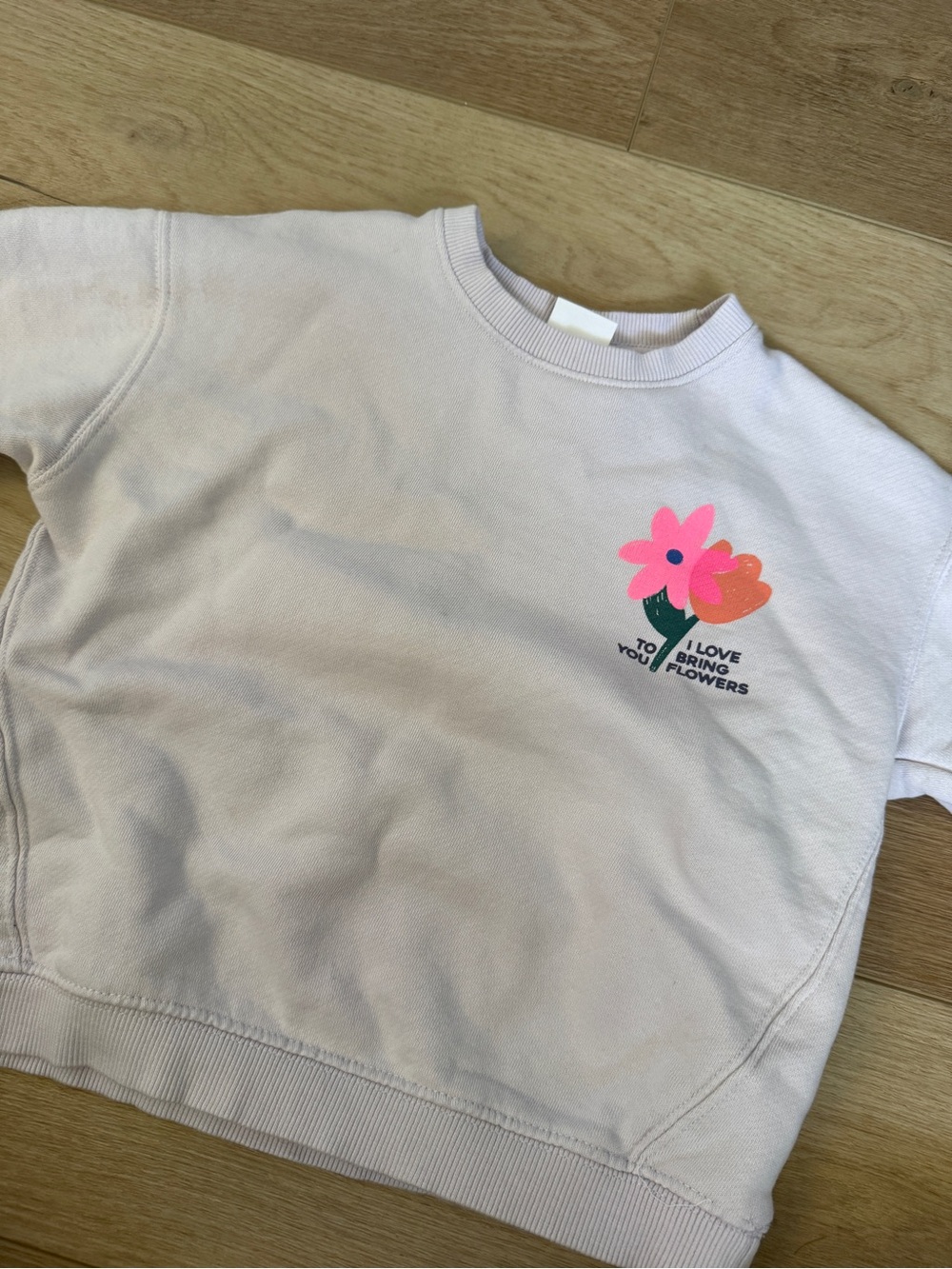 Zara Lavender Sweatshirt with Pink & Orange Flower Print